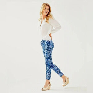 💙 LILLY PULITZER Women's South Ocean Skinny Crop Pant Size 0 New